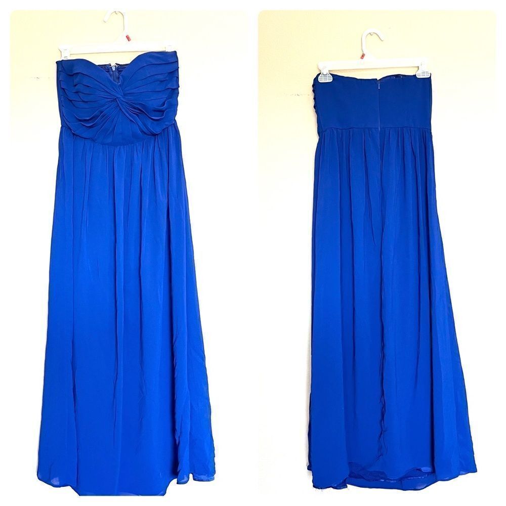 Minuet Royal Blue Strapless Sweetheart Neckline Bridesmaid Maxi Dress